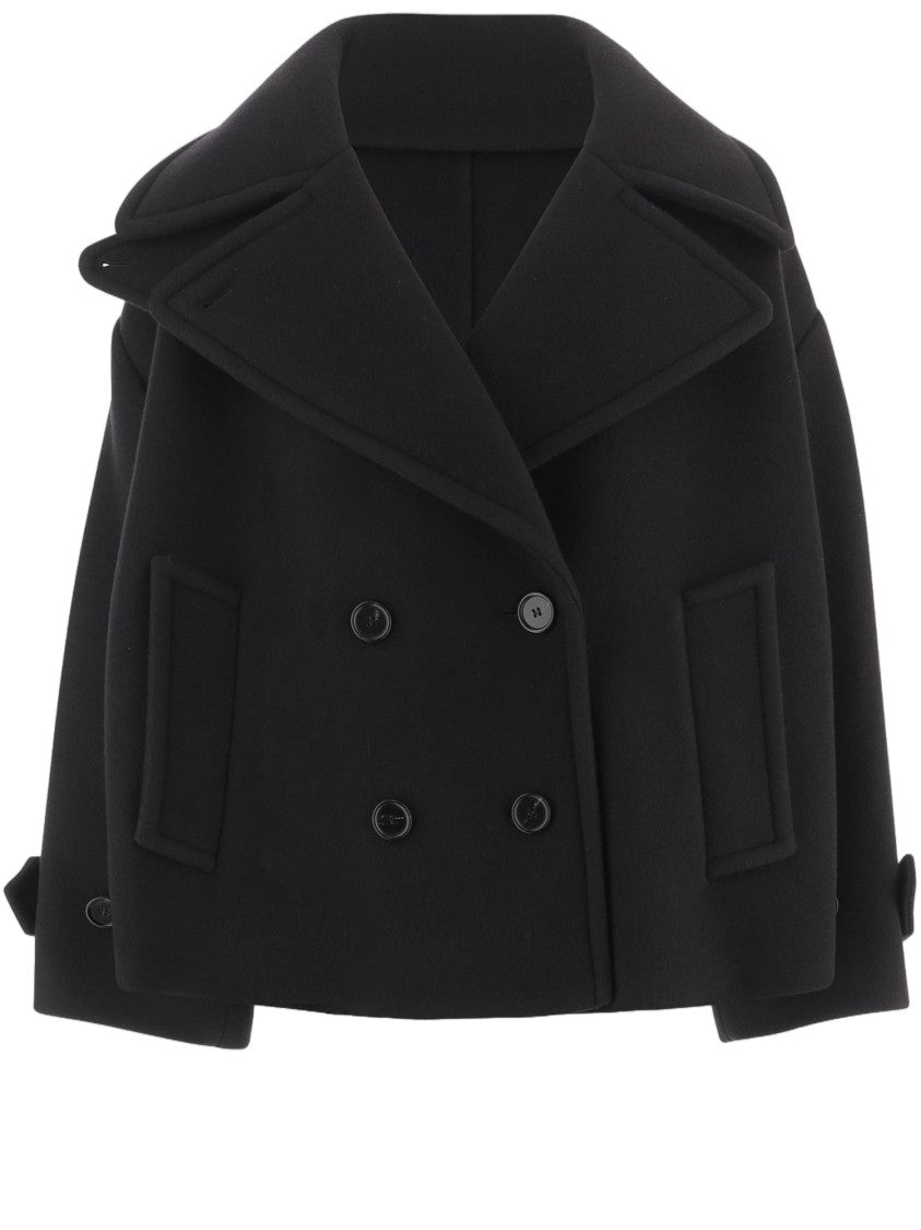 Chloé Double-Breasted Oversized Short Coat In Wool Blend