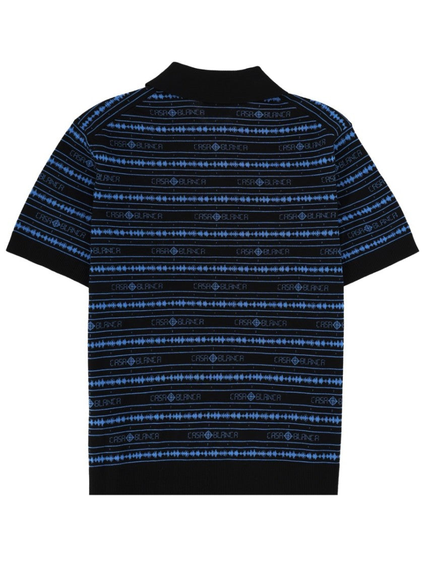 Casablanca Sound Wave Stripe Printed Polo Shirt