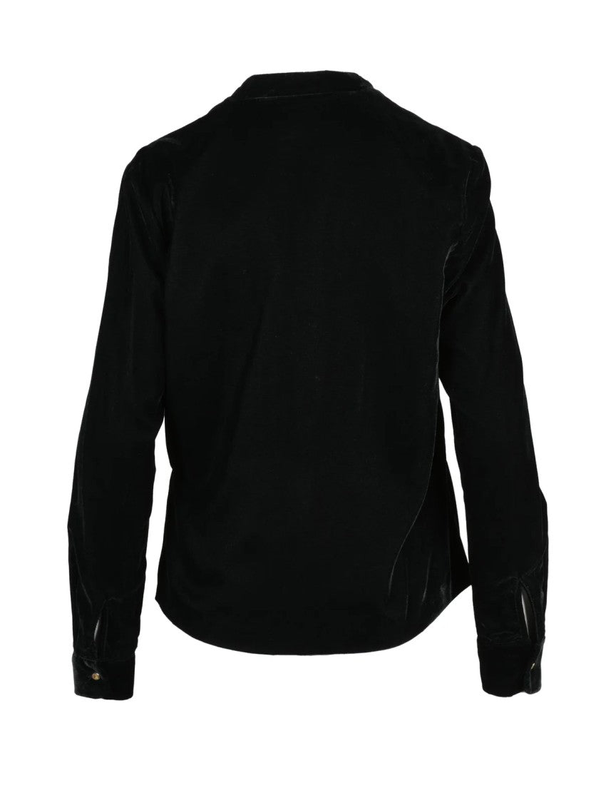 Lauren Ralph Lauren Black Polyester Wrap Velvet Blouse