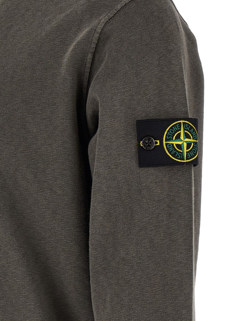 Stone Island Light Malfilé Cotton Hoodie With Flamed Effect