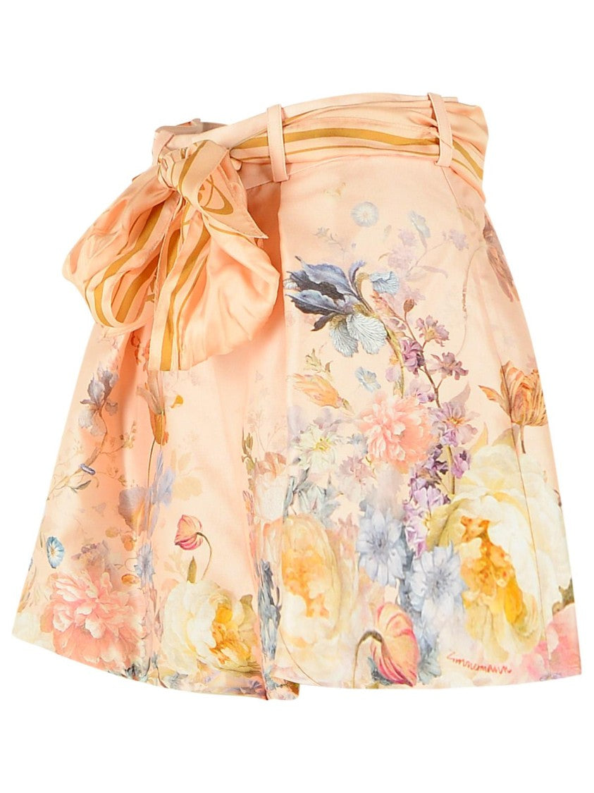 Zimmermann 'Viliant' Peach Silk Shorts