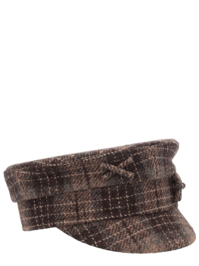 Ruslan Baginskiy Backer Boy Structured Brown Plaid Wool Hat