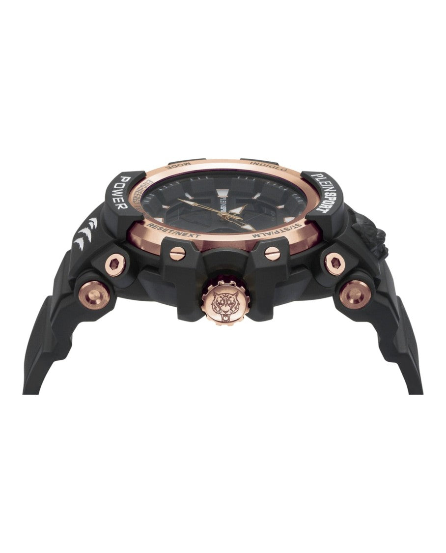 Plein Sport Combat Digital Watch With Ip Black Case And Silicone Strap