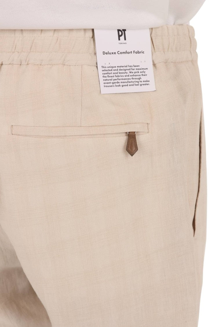 Pt Torino Linen-Silk Blend Slim Fit Jogger With Elegant Detailing