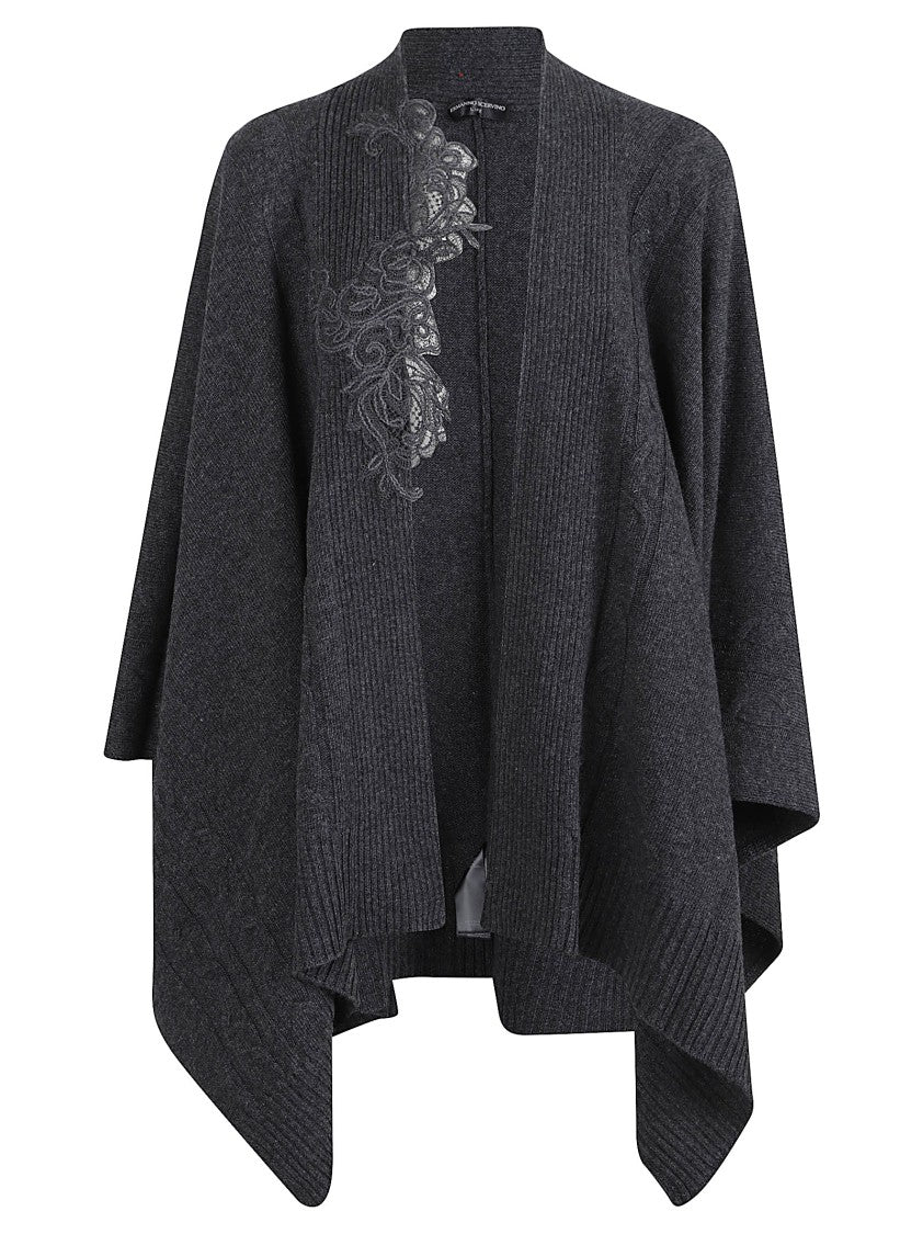 Ermanno Scervino Dark Grey Wool Blend Cape