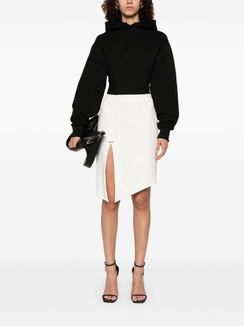 Mugler Asymmetric Ecru Midi Skirt