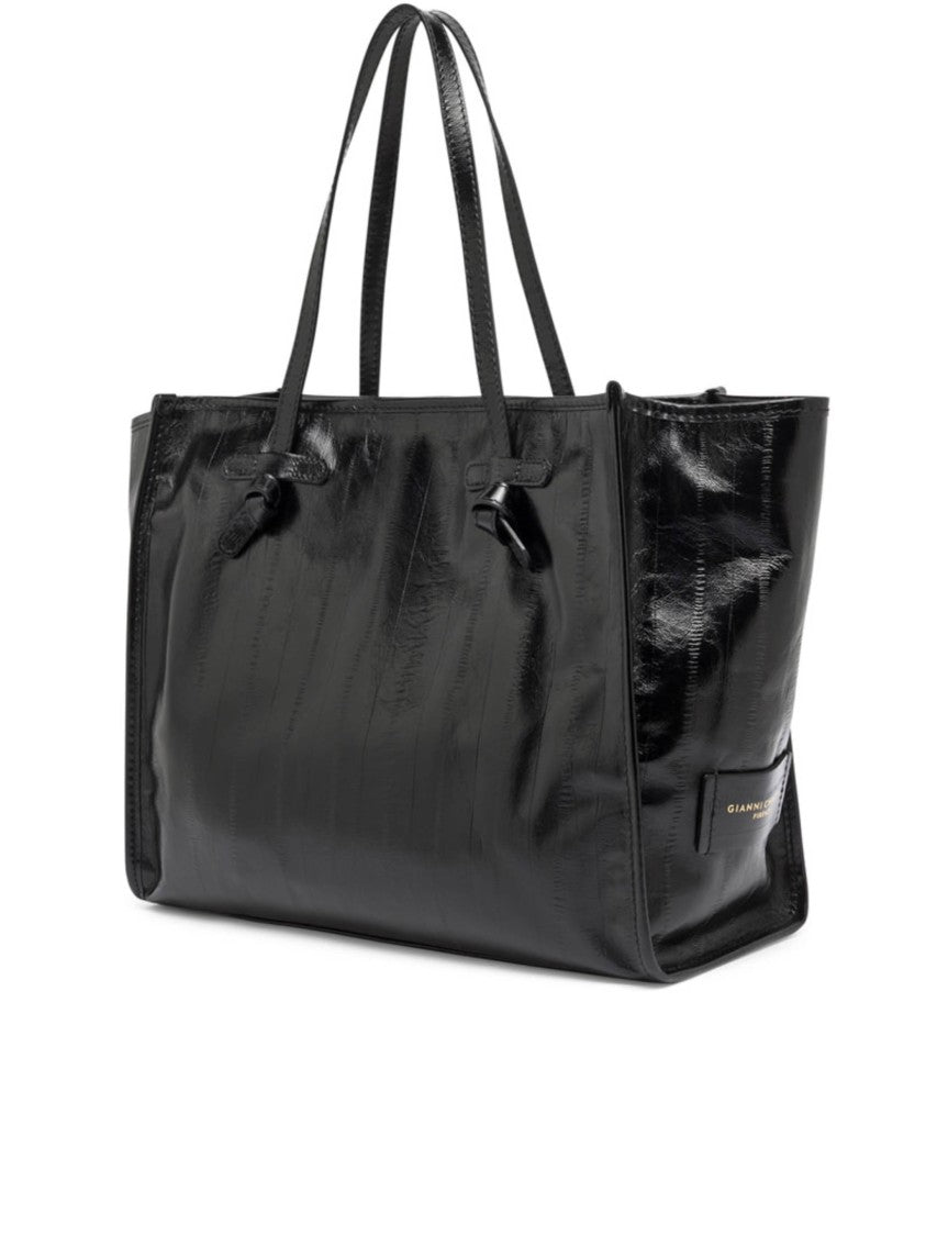 Gianni Chiarini Marcella Black Structured Glossy Tote