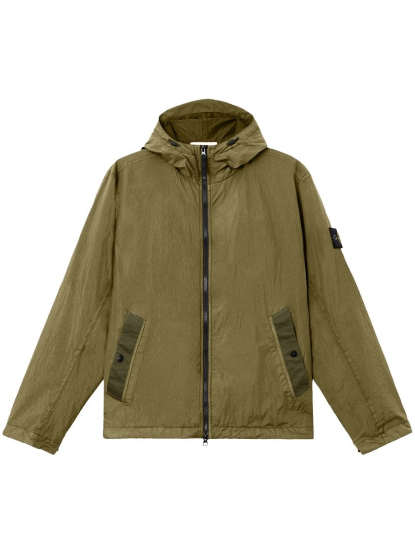 Stone Island Neutrals Crinkled Texture Zippered Jacket