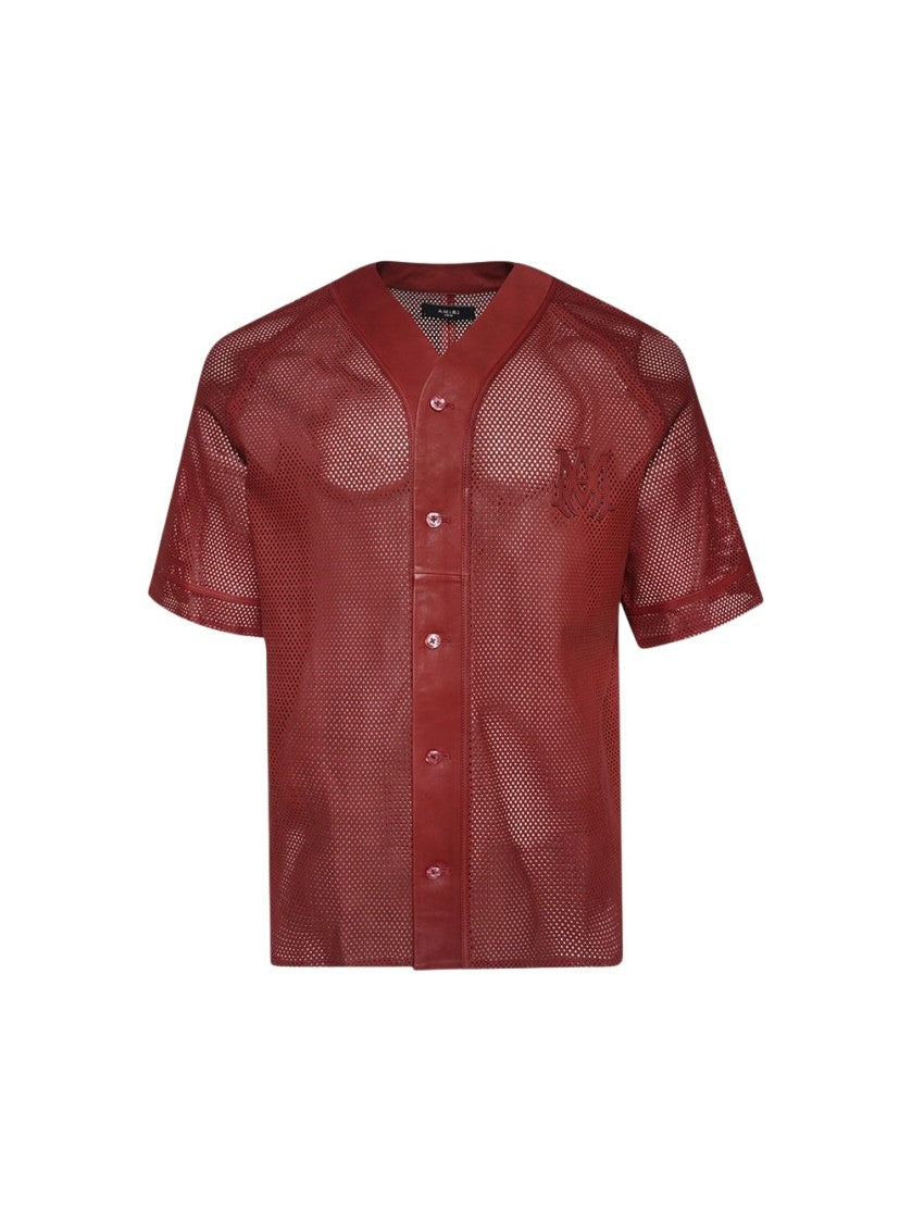 Amiri Ma Perforated Baseball Shirt Sun Dried Tomato