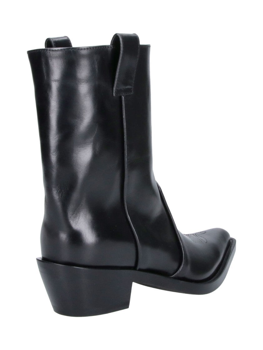 Khaite Black Klive Pointed-Toe Glossy Leather Boots