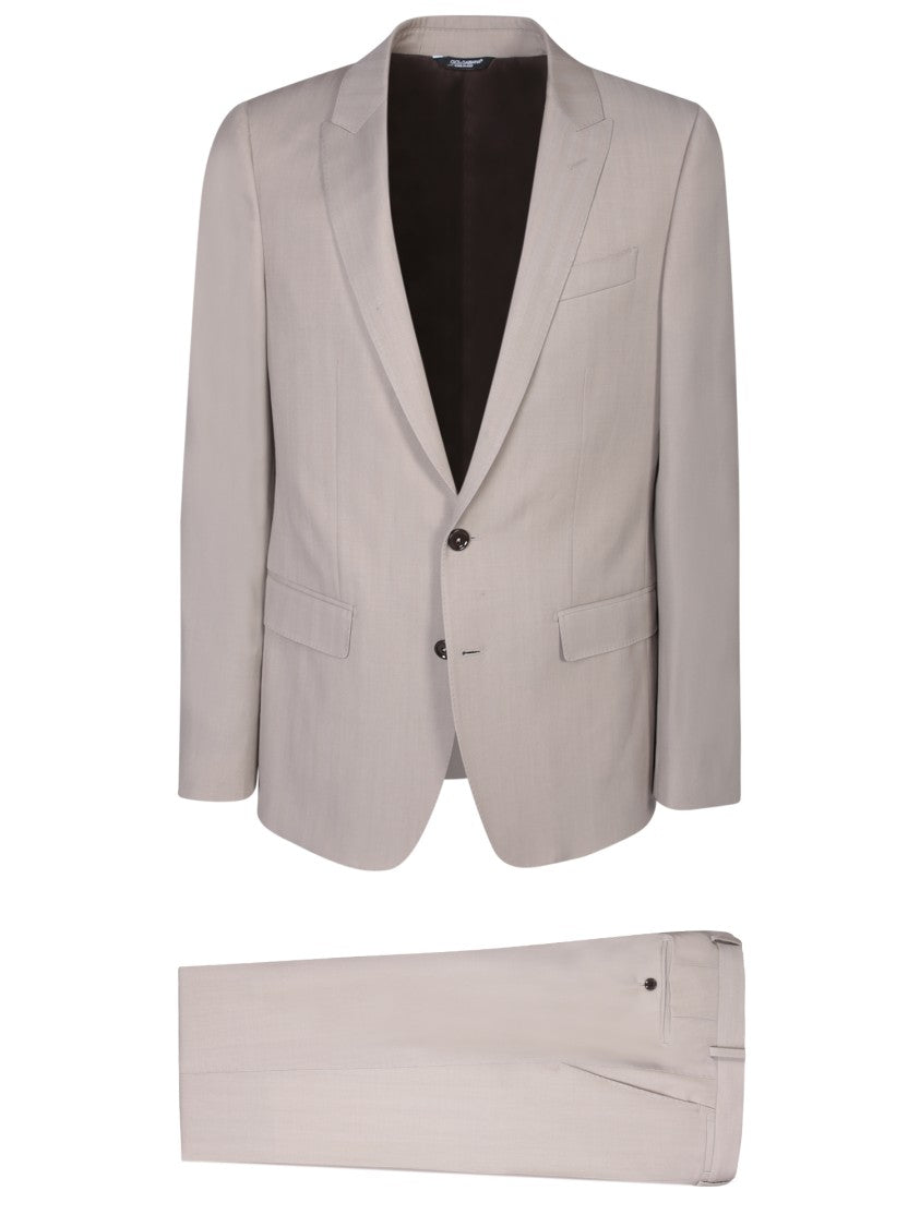Dolce & Gabbana Beige Pinstripe Single-Breasted Suit