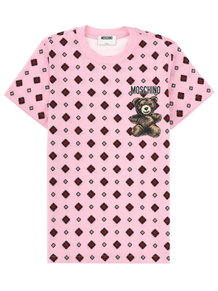 Moschino Light Pink Diamond Pattern T-Shirt