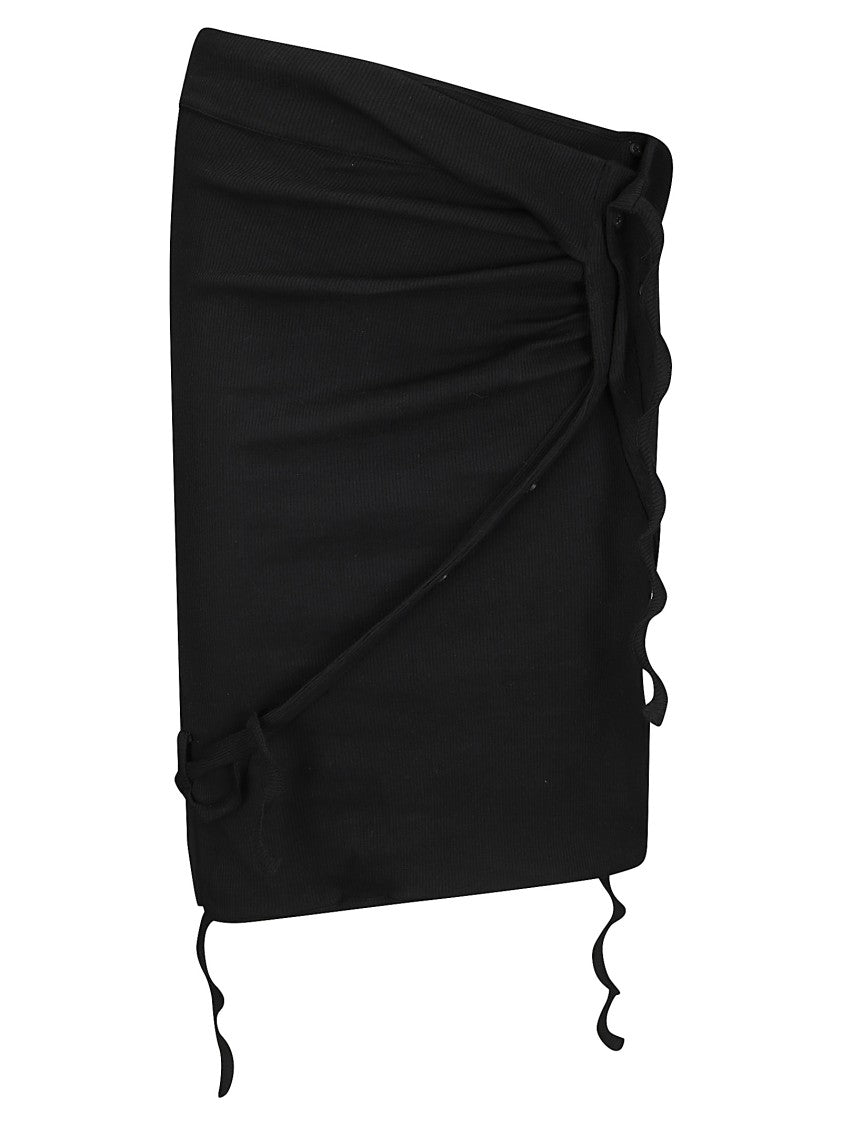 Ottolinger Asymmetrical Ribbed Mini Skirt With Ruffle Detail