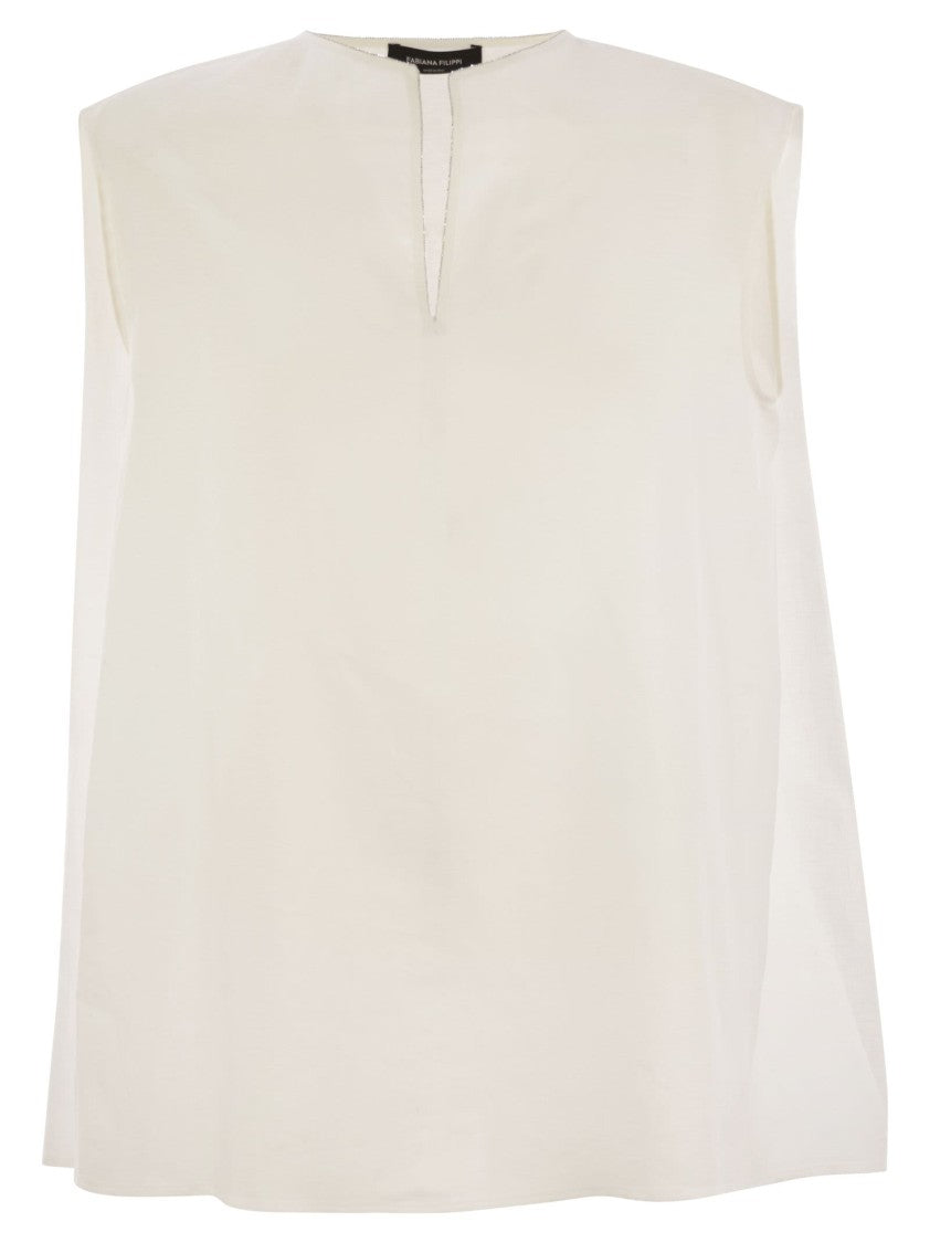 Fabiana Filippi Linen Sleeveless Top With Back Gathering
