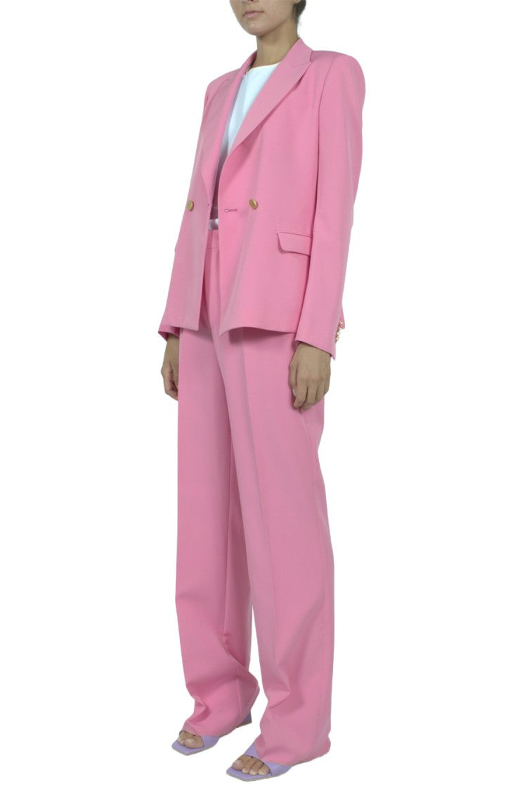 Tagliatore Pink Double-Breasted Polyester-Blend Suit