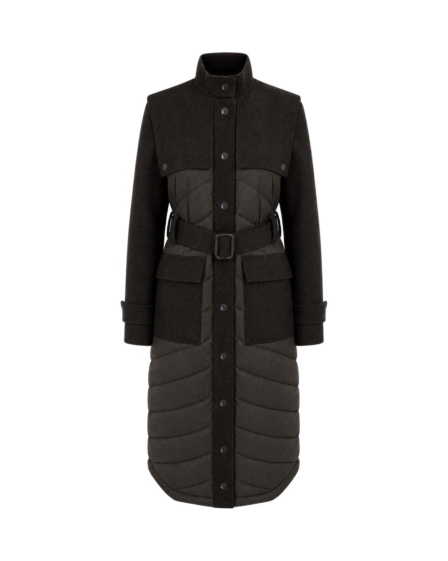 Patrizia Pepe Long Quilted Belted High Collar Padded Down Jacket