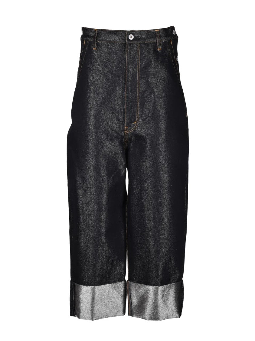Junya Watanabe X Comme Des Garçons Blue Lamé Tapered Harem Jeans