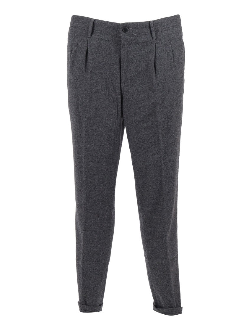 Slowear X Incotex Tailored Grey Trousers With Classic Flat Front And Refined Texture