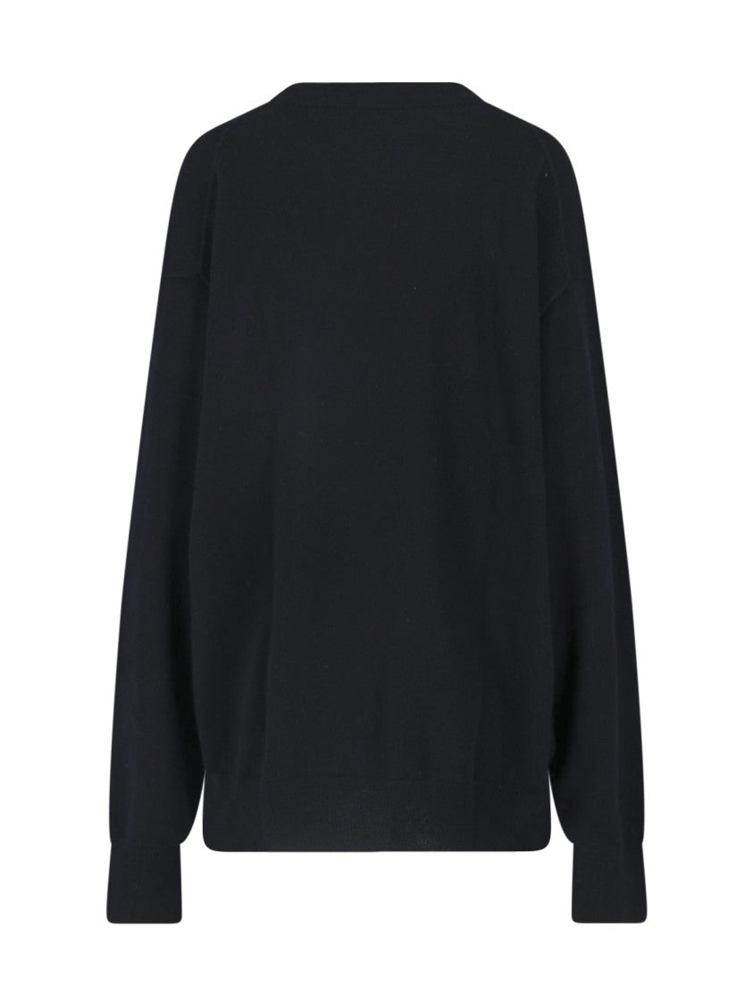 Extreme Cashmere Black April Long-Sleeve Ribbed Cashmere Crewneck Sweater
