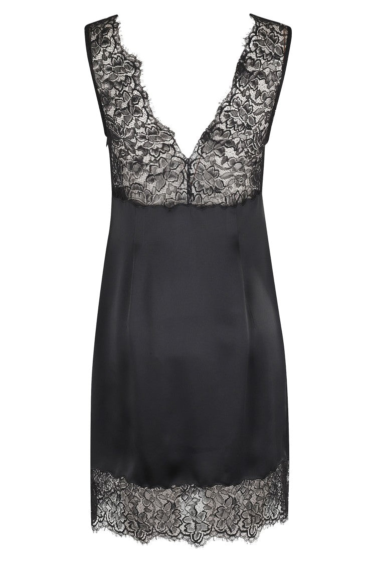 Stella Maxwell X Marella Fitted Lace-Inset Satin Slip Dress