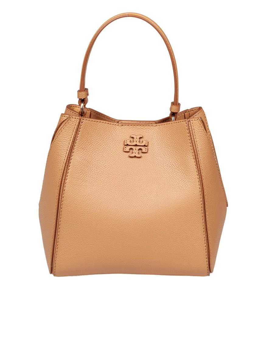 Tory Burch Mcgraw Small Leather Bucket Bag, Tiramisu Color