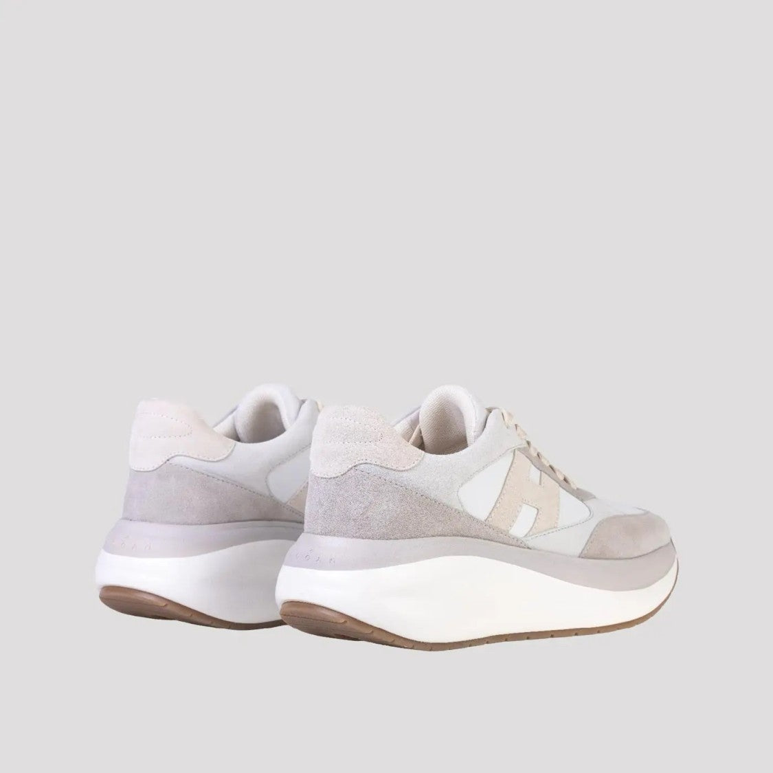 Hogan Lace-Up White Sneakers With Iconic 'H' Detail