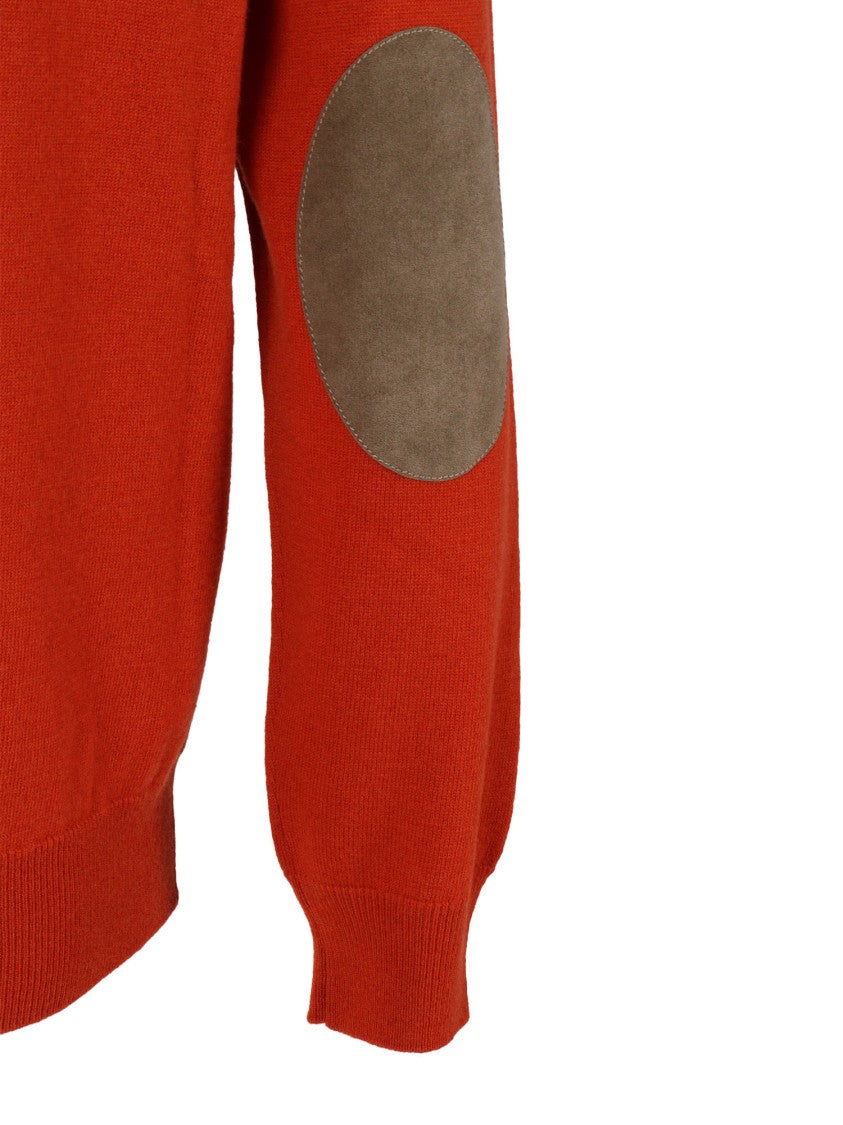 Kangra Cashmere Crew Neck Sweater With Alcantara Elbow Patches