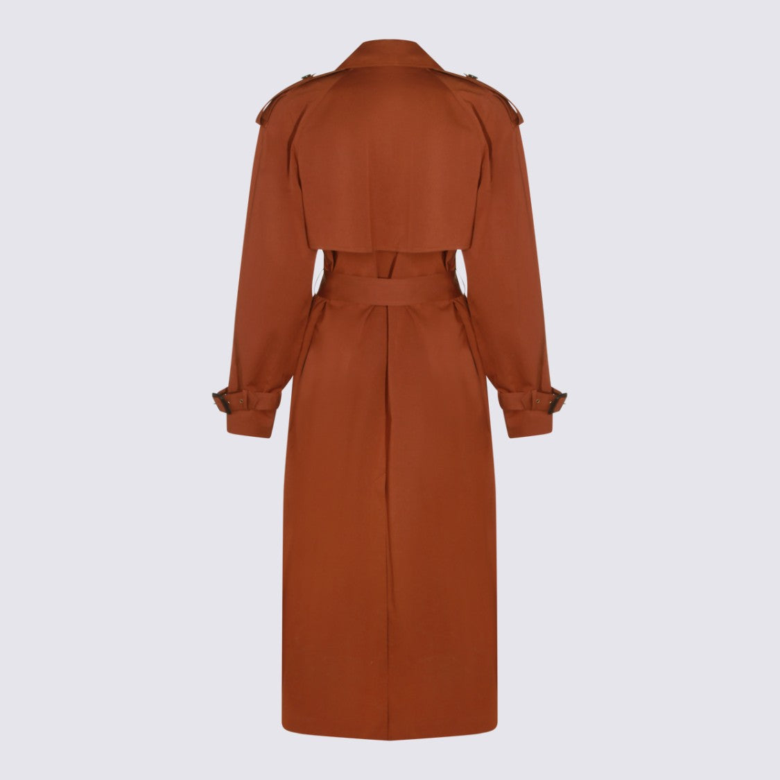 Saint Laurent Double-Breasted Rust Trench Coat With Belted Waist