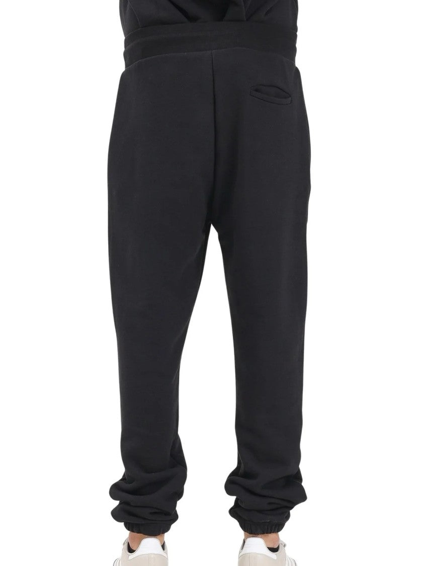 Gcds Relaxed-Fit Black Cotton Sweatpants With Adjustable Waistband