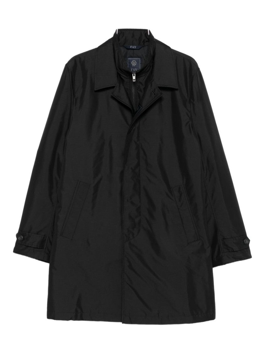Fay Modern Black Coat With Concealed Zipper