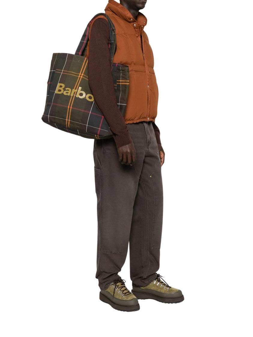 Barbour Spacious Tartan Plaid Tote Bag With Contrasting Logo Print