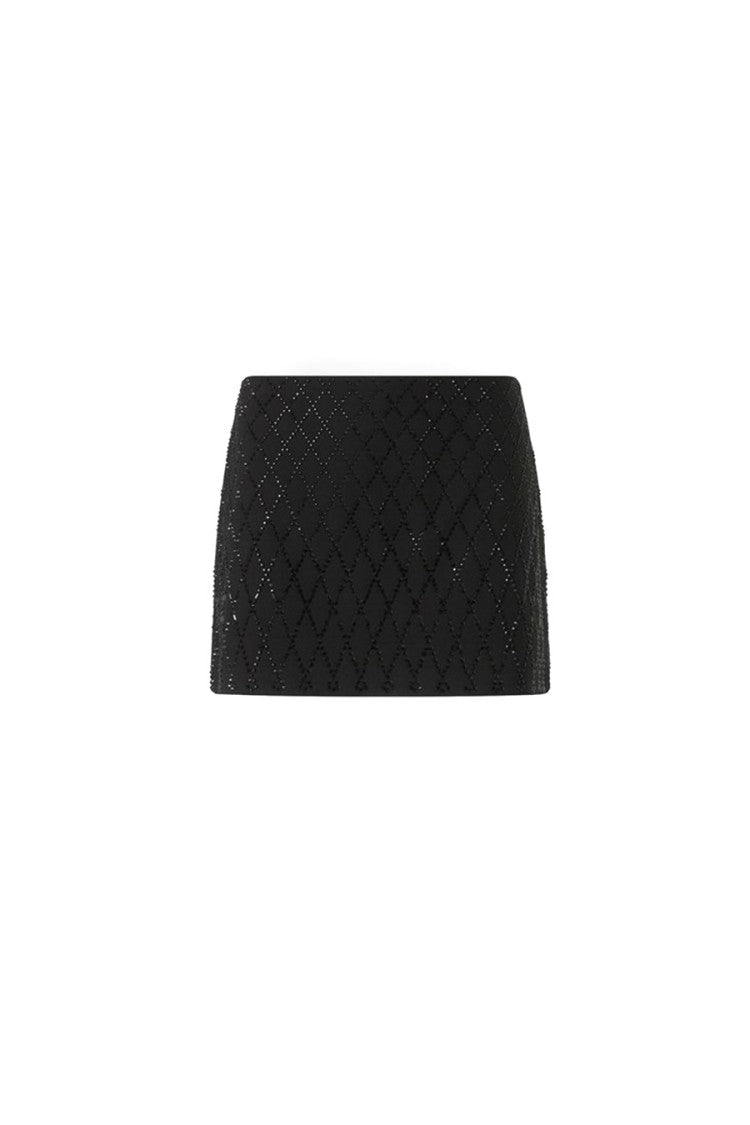 Pinko Black Polyester-Viscose Crystal-Embellished Mini Skirt