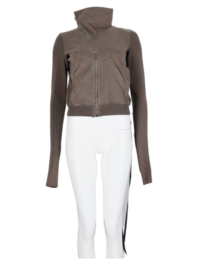 Drkshdw By Rick Owens Charcoal High-Collar Zippered Cotton Sweatshirt