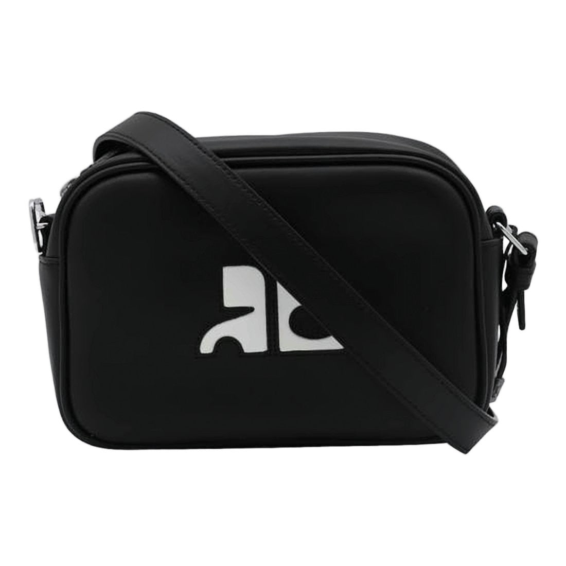 Courrèges Compact Black Calf Leather Crossbody Bag