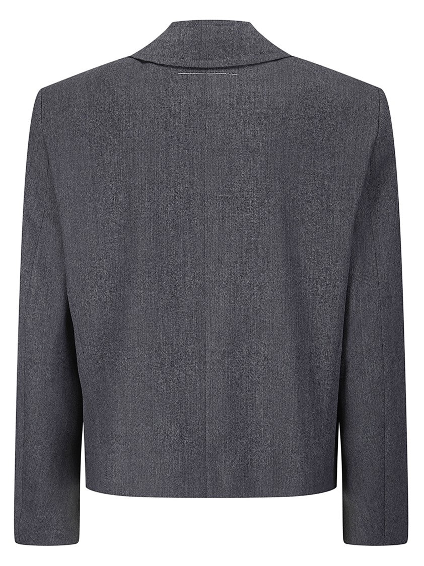Mm6 By Maison Margiela Short Tailored Jacket With Raw-Cut Collar