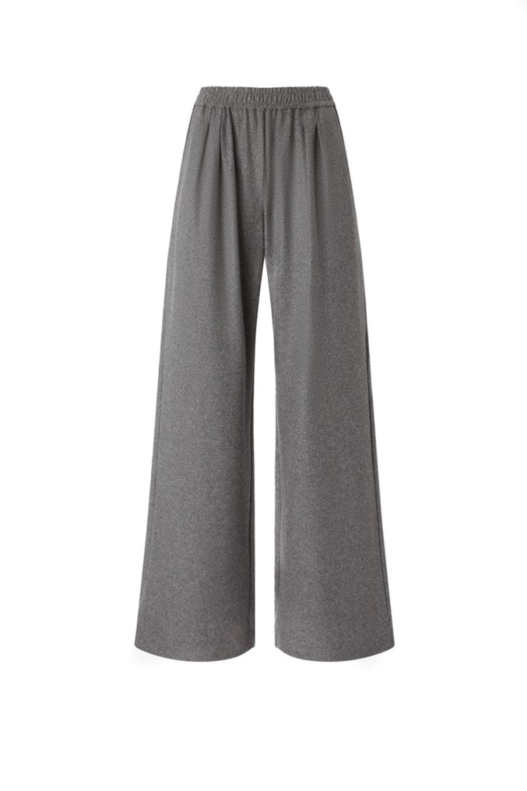 Pinko Grey Elasticated Waist Melange Polyester-Blend Wide-Leg Pants