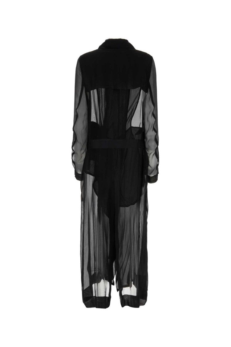 Ann Demeulemeester Black Crepe Georgine Trench Coat