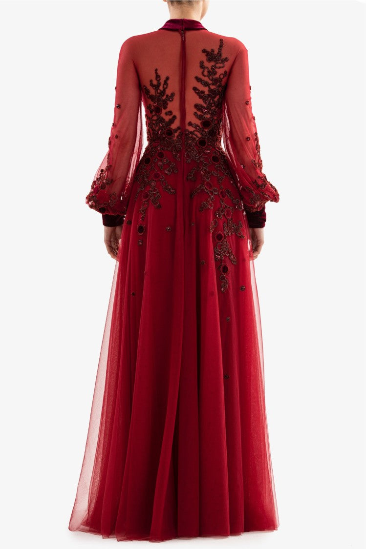 Saiid Kobeisy Embroidered Tulle Dress