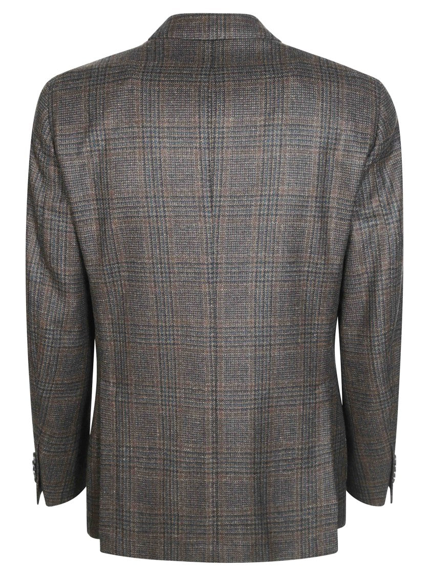Santaniello Tailored Glen Check Blazer In Soft Touch Cashmere