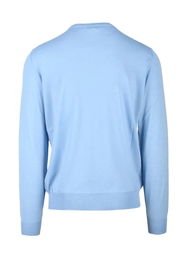 Filippo De Laurentiis Light Blue Merino Wool Men's Crewneck Sweater