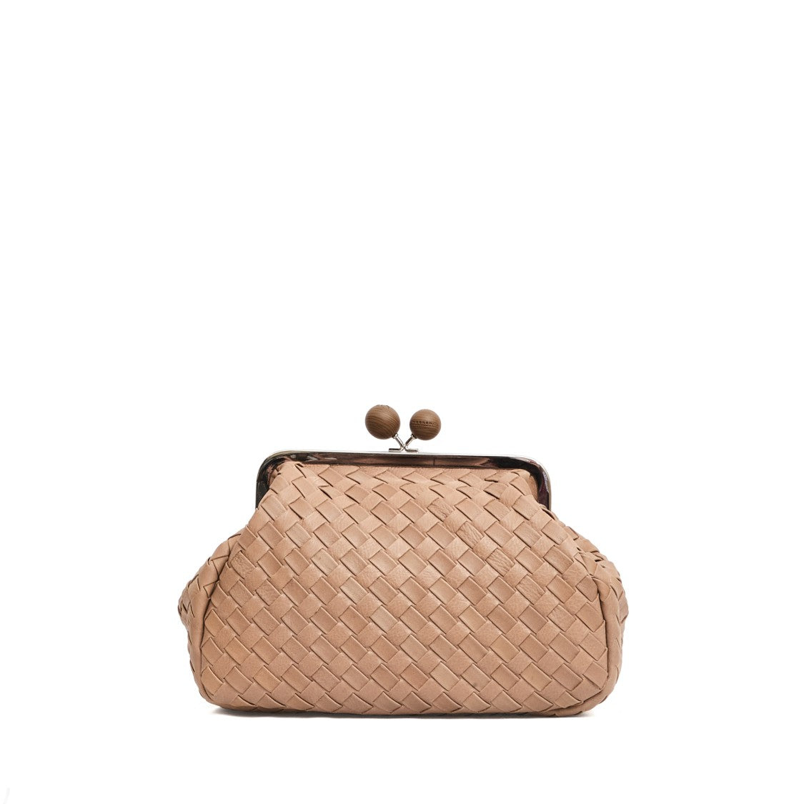 Max Mara Beige Braided Leather Pastry Bag