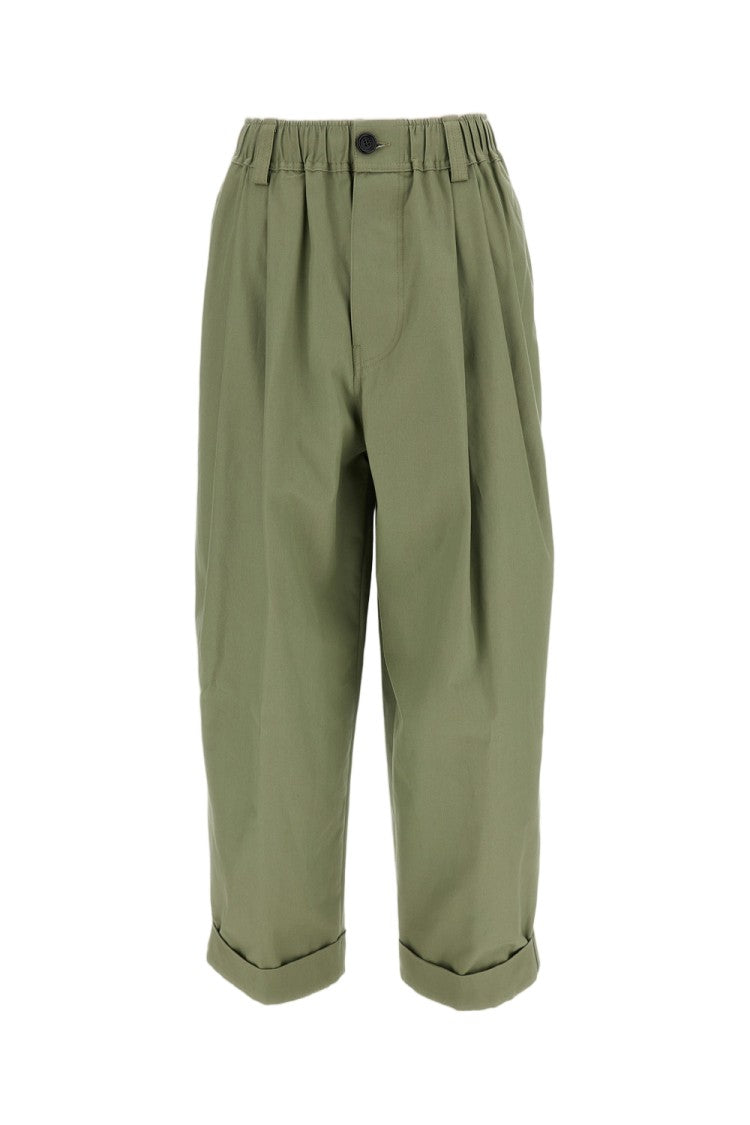 Marni Green Balloon Canvas Cotton-Blend Wide-Leg Pants