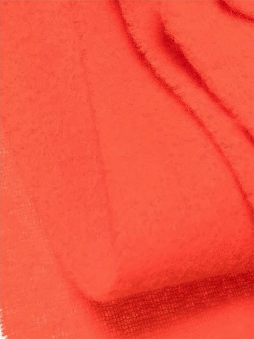 Maison Kitsuné Rectangular Red Scarf With Fringed Edges