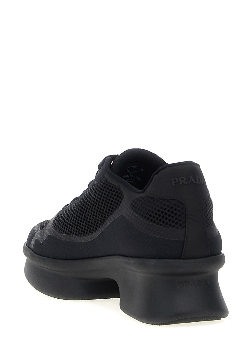 Prada Openwork Mesh Sneakers With Tone-On-Tone Logos