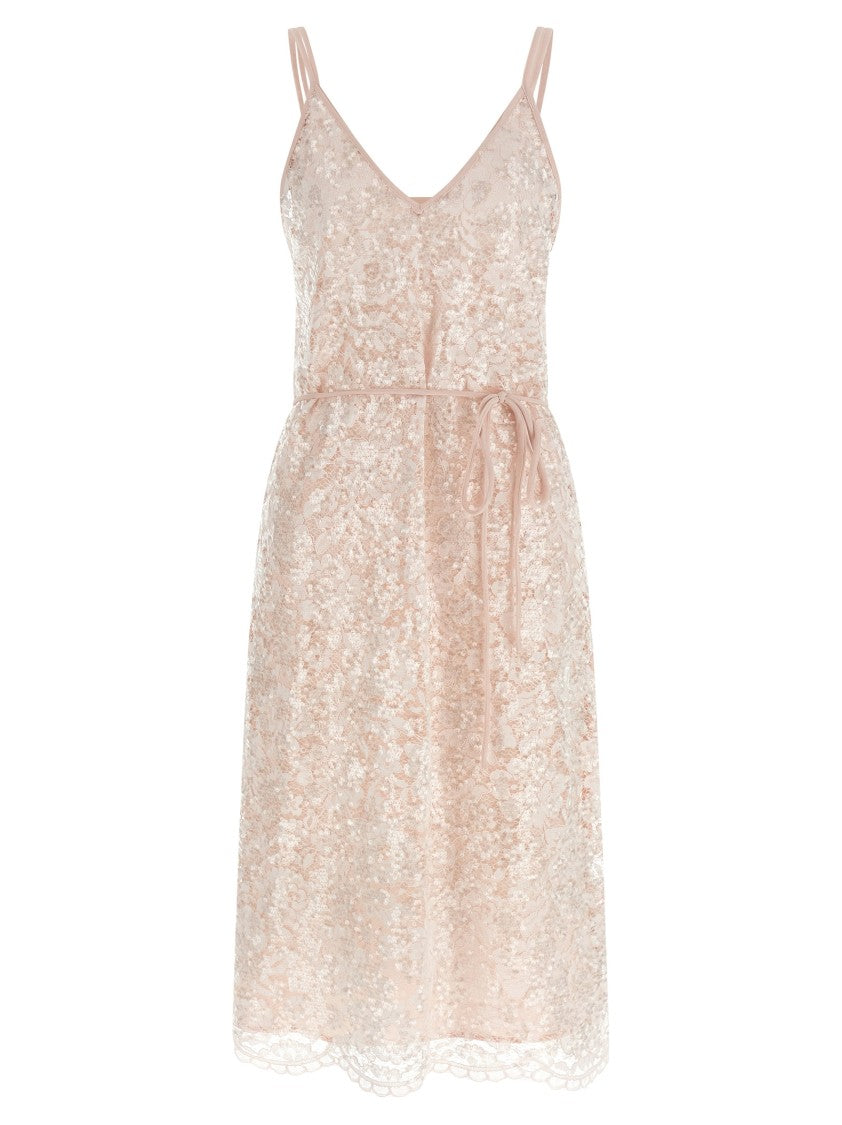 Twin-Set Semi-Transparent Lace Midi Dress