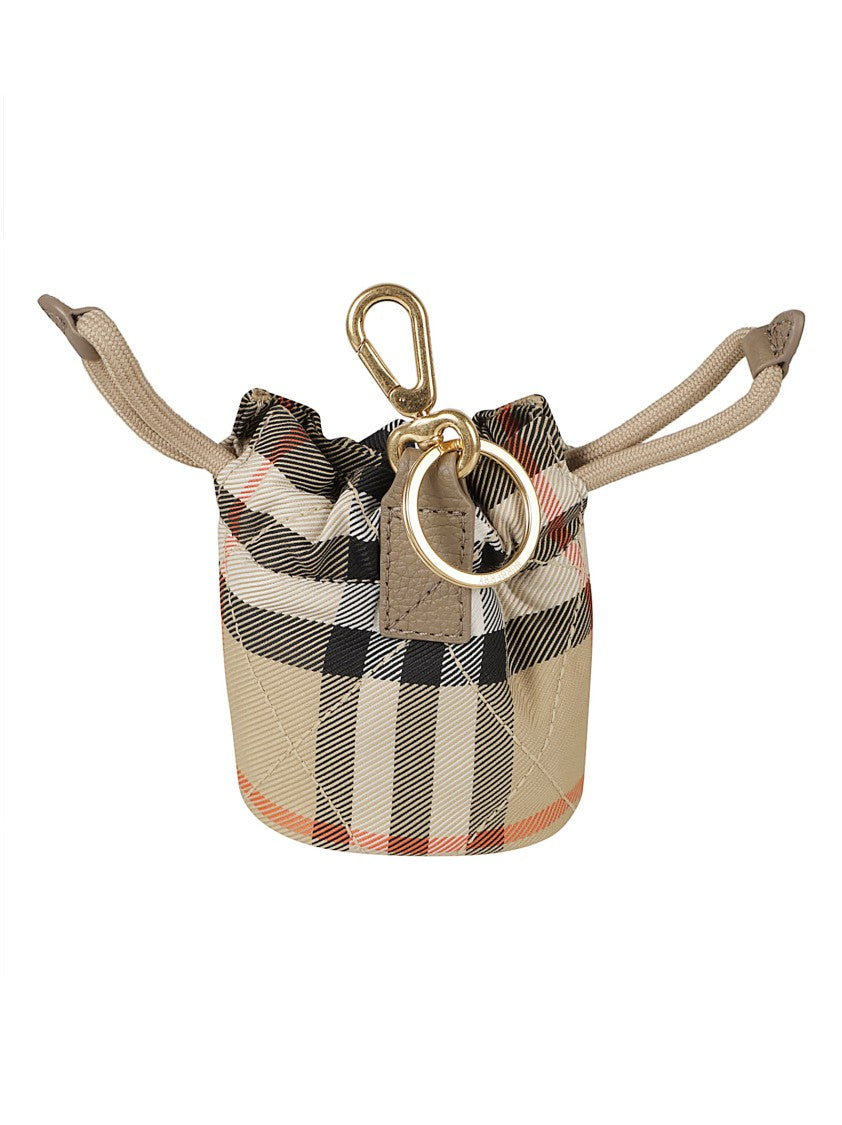 Burberry Quilted Drawstring Pouch With Classic Check Pattern