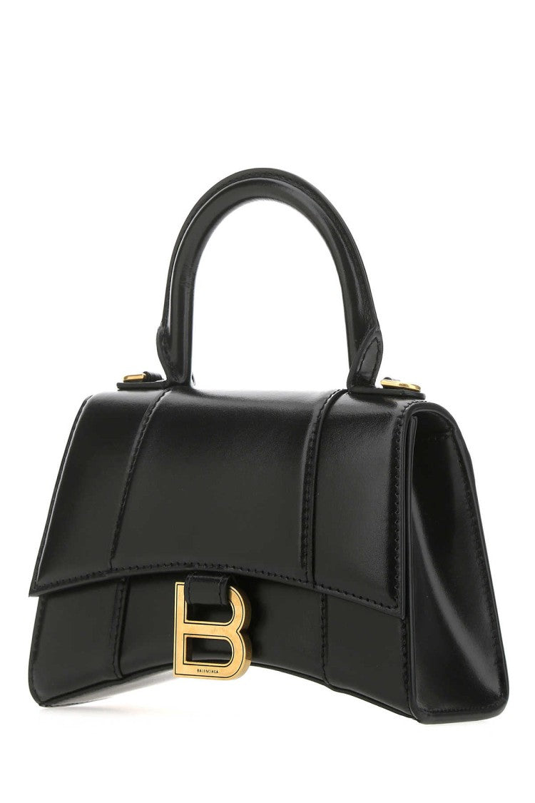 Balenciaga Black Leather Xs Hourglass Handbag