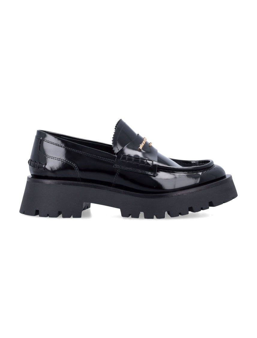 Alexander Wang Chunky Heel Black Box Leather Carter Loafer