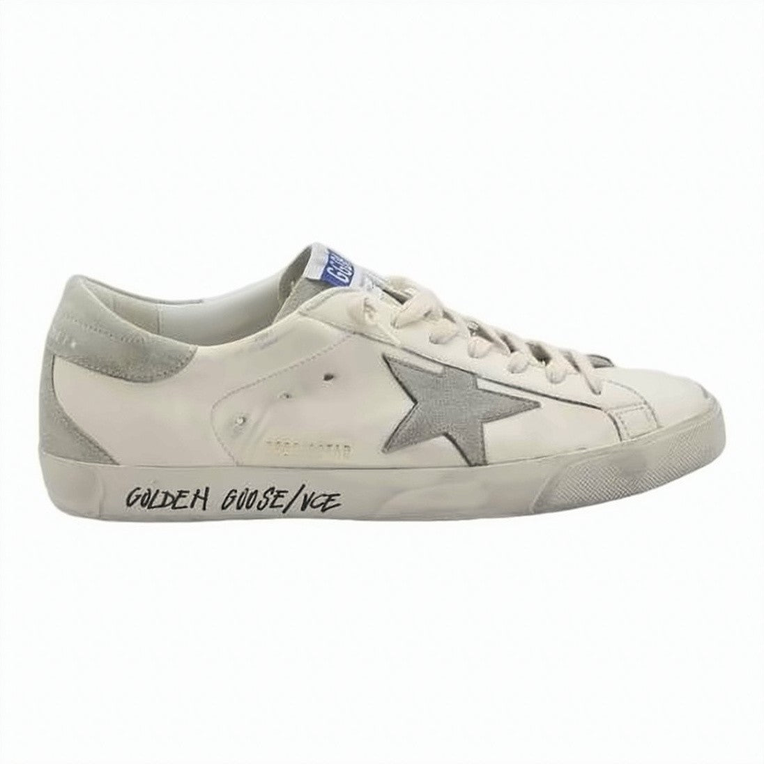 Golden Goose Distressed White Leather Low-Top Sneakers