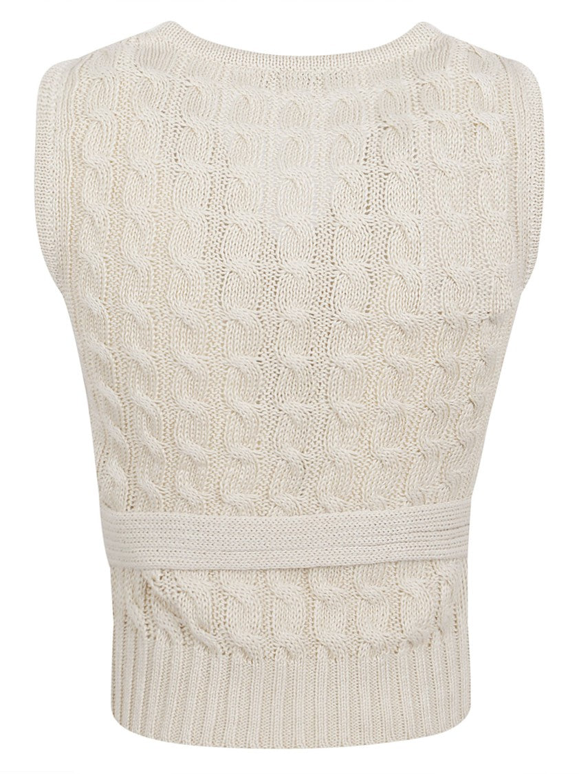 Max Mara Button-Down Linen Gilet With Textured Back And Ribbed Hem
